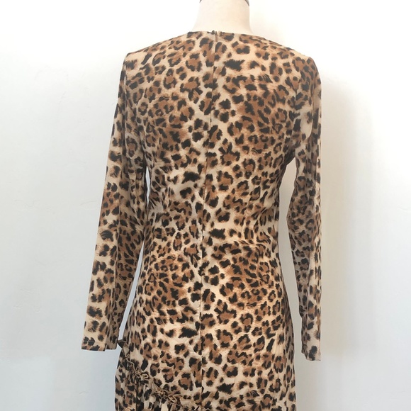 Leopard Print V Neck Ruffle Maxi Long Sleeve Dress !LAST ONE! - Picture 8 of 8